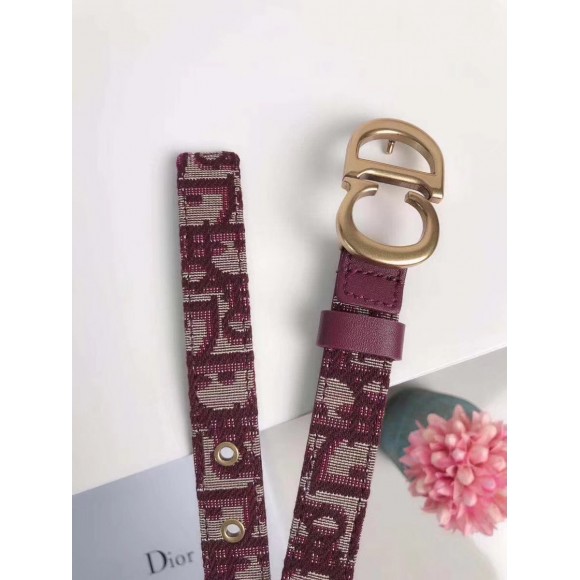 D*or saddle 20mm belt in bordeaux D*or oblique jacquard