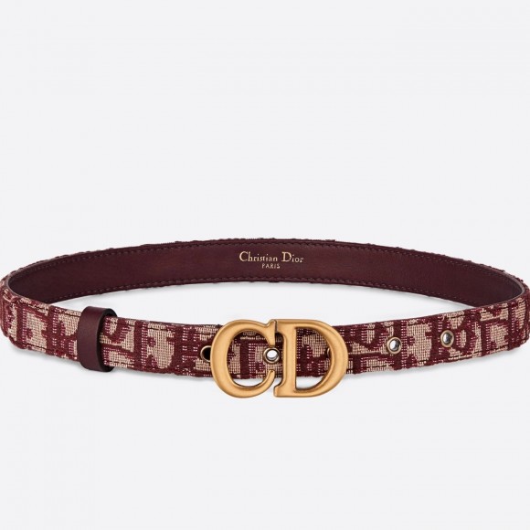 D*or saddle 20mm belt in bordeaux D*or oblique jacquard