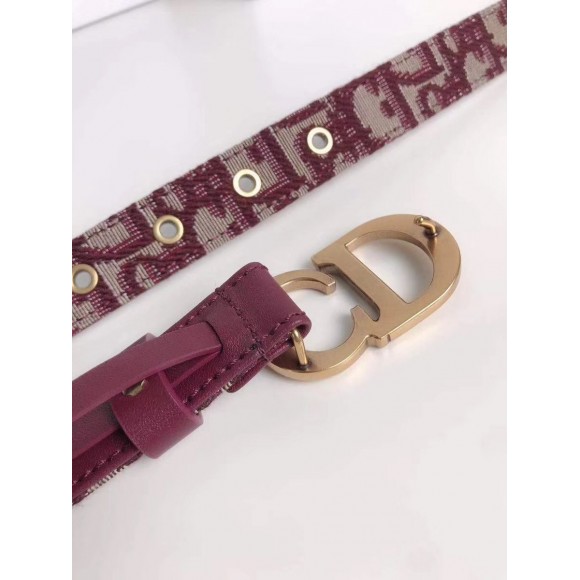 D*or saddle 20mm belt in bordeaux D*or oblique jacquard