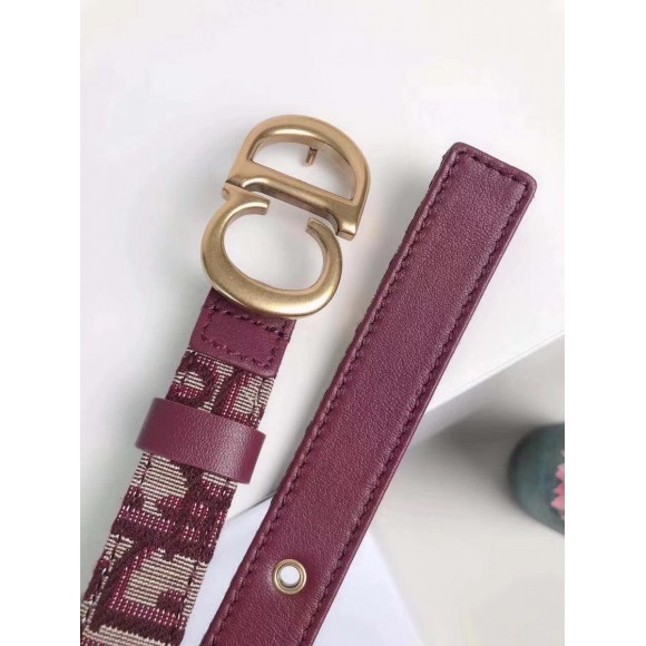 D*or saddle 20mm belt in bordeaux D*or oblique jacquard