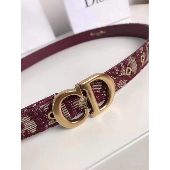 D*or saddle 20mm belt in bordeaux D*or oblique jacquard