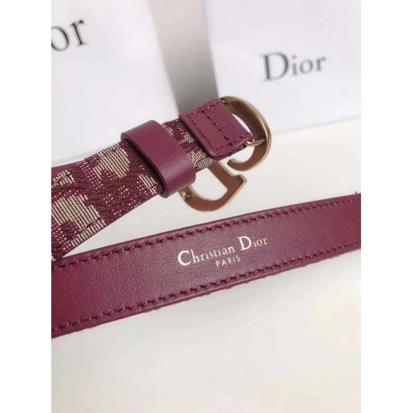 D*or saddle 20mm belt in bordeaux D*or oblique jacquard