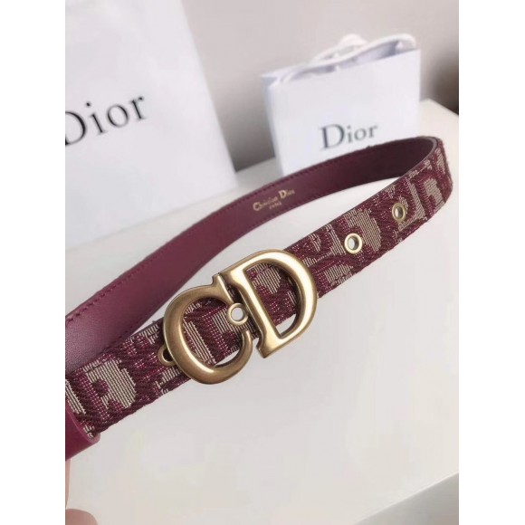 D*or saddle 20mm belt in bordeaux D*or oblique jacquard