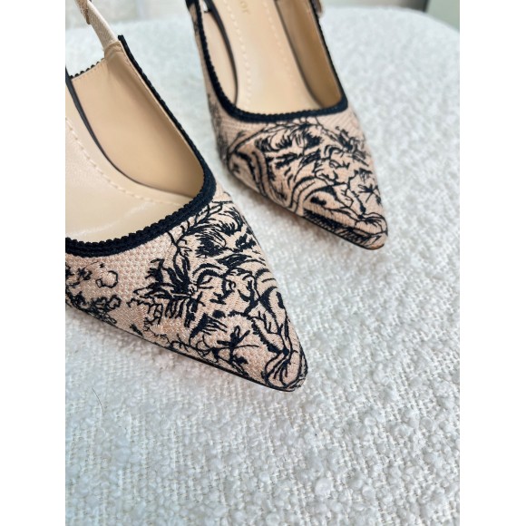 D*or j'aD*or slingback pumps 100mm in nude jardin botanique embroidery cotton