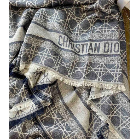 D*or cannage denim shawl denim in blue wool and cashmere
