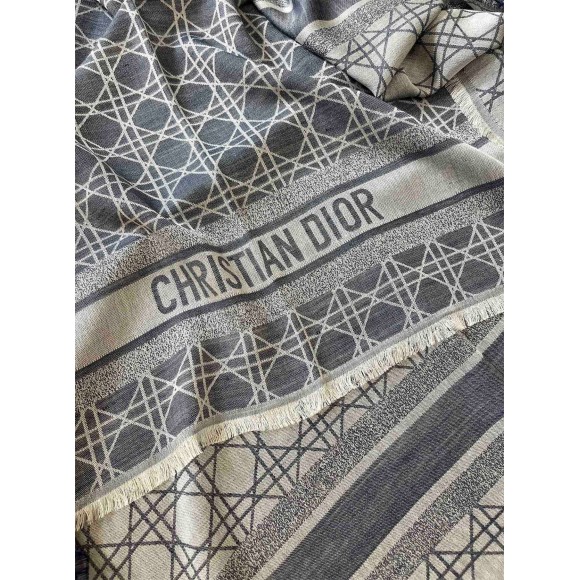 D*or cannage denim shawl denim in blue wool and cashmere