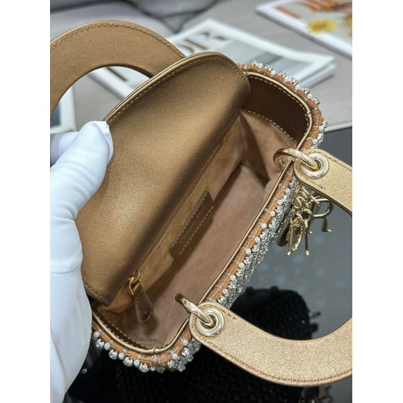 D*or lady D*or mini chain bag in square with strass and beads