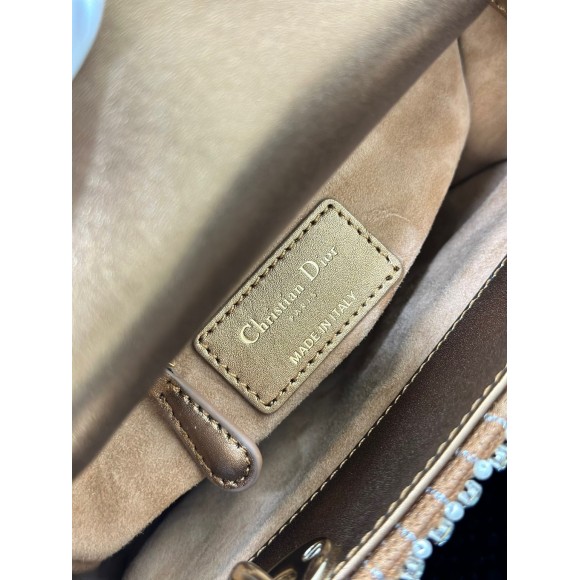D*or lady D*or mini chain bag in square with strass and beads