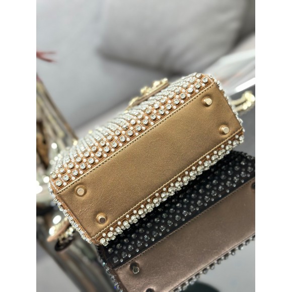 D*or lady D*or mini chain bag in square with strass and beads