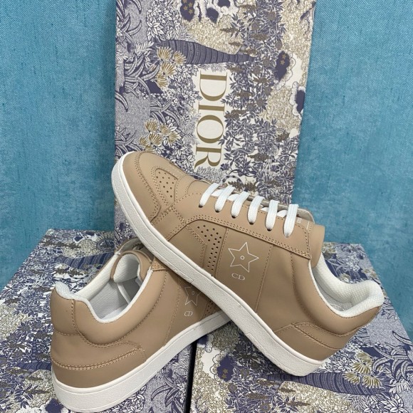 D*or star low-top sneakers in beige calfskin
