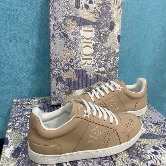D*or star low-top sneakers in beige calfskin