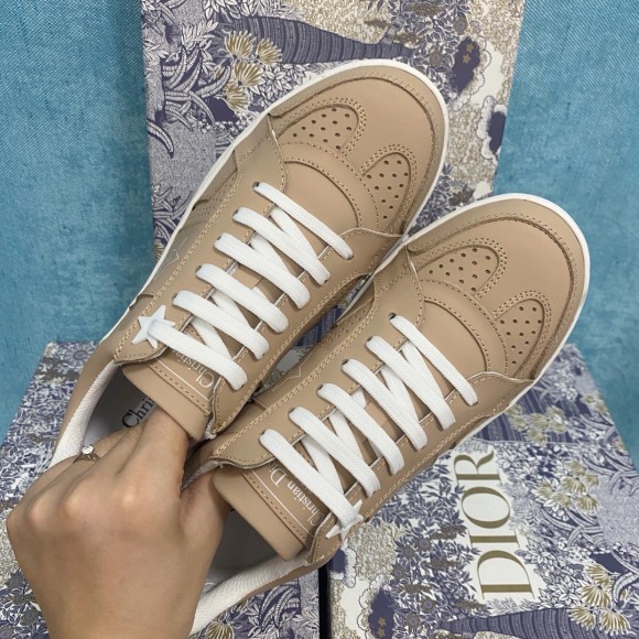 D*or star low-top sneakers in beige calfskin