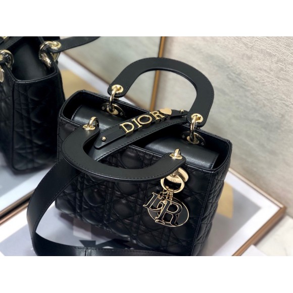 D*or small lady D*or my abcD*or bag in black cannage lambskin