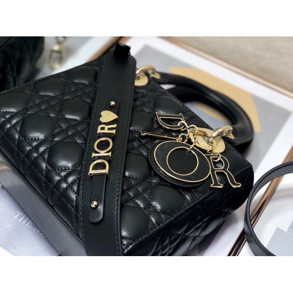 D*or small lady D*or my abcD*or bag in black cannage lambskin