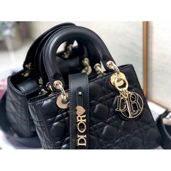 D*or small lady D*or my abcD*or bag in black cannage lambskin