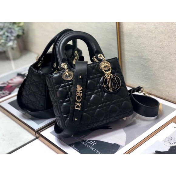 D*or small lady D*or my abcD*or bag in black cannage lambskin