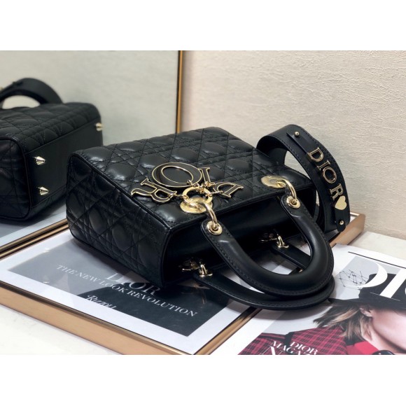 D*or small lady D*or my abcD*or bag in black cannage lambskin