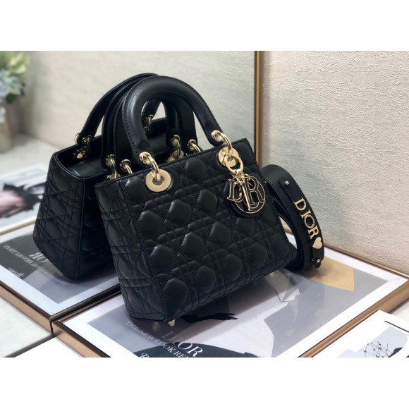 D*or small lady D*or my abcD*or bag in black cannage lambskin