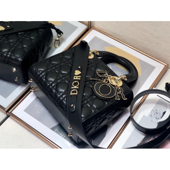D*or small lady D*or my abcD*or bag in black cannage lambskin