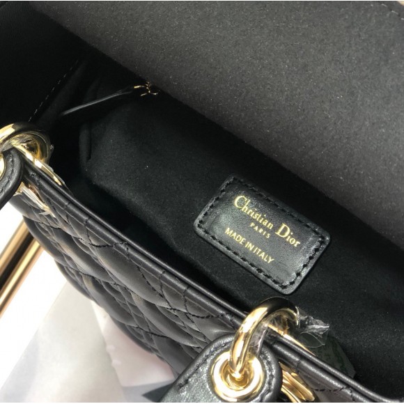 D*or small lady D*or my abcD*or bag in black cannage lambskin