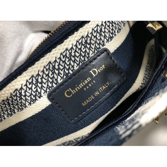 D*or lady d-lite medium bag in blue d-stripes embroidery
