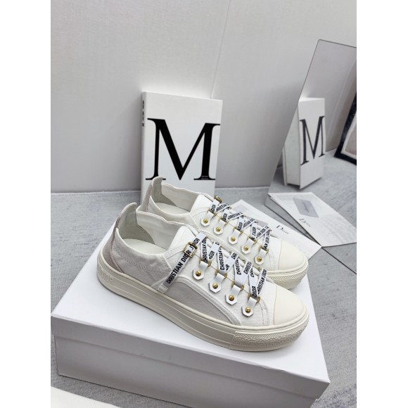 D*or walk'n'D*or sneakers in white canvas and suede calfskin