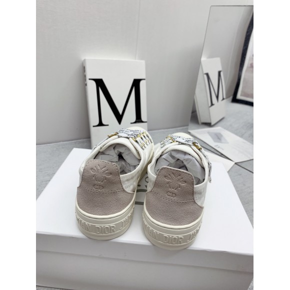 D*or walk'n'D*or sneakers in white canvas and suede calfskin