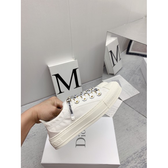 D*or walk'n'D*or sneakers in white canvas and suede calfskin