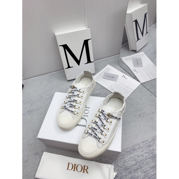 D*or walk'n'D*or sneakers in white canvas and suede calfskin