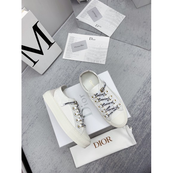D*or walk'n'D*or sneakers in white canvas and suede calfskin