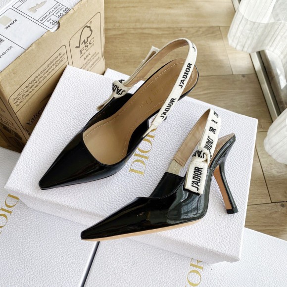 D*or j'aD*or slingback pumps 100mm in black patent calfskin