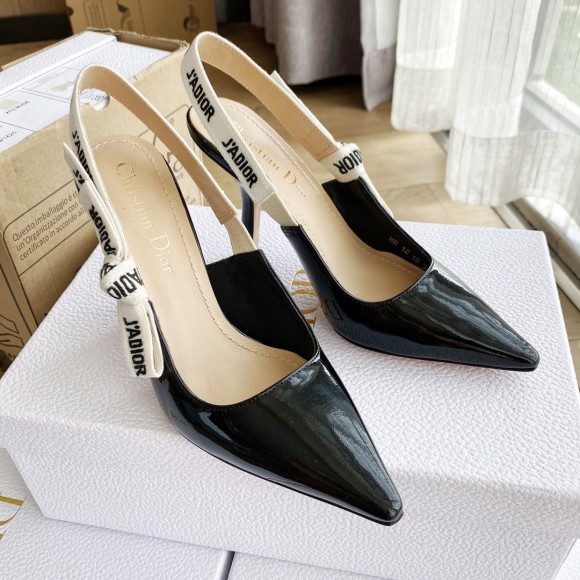 D*or j'aD*or slingback pumps 100mm in black patent calfskin
