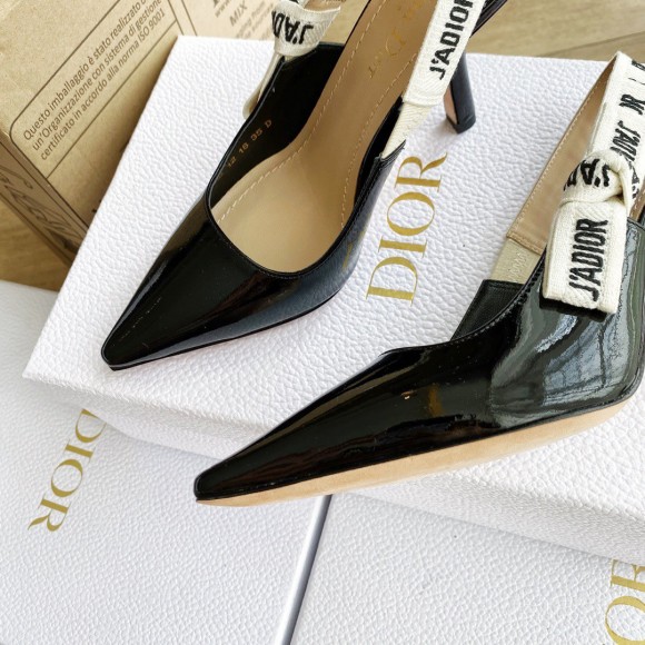 D*or j'aD*or slingback pumps 100mm in black patent calfskin