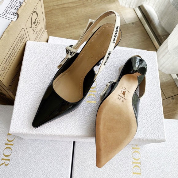 D*or j'aD*or slingback pumps 100mm in black patent calfskin