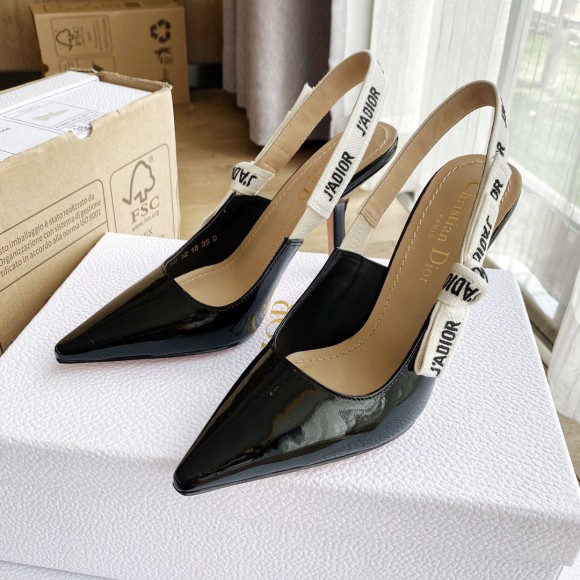 D*or j'aD*or slingback pumps 100mm in black patent calfskin