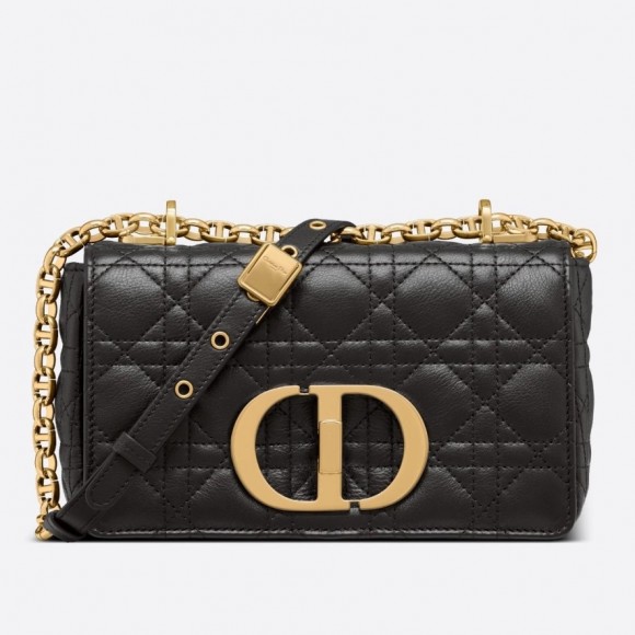 D*or caro small bag in black cannage calfskin