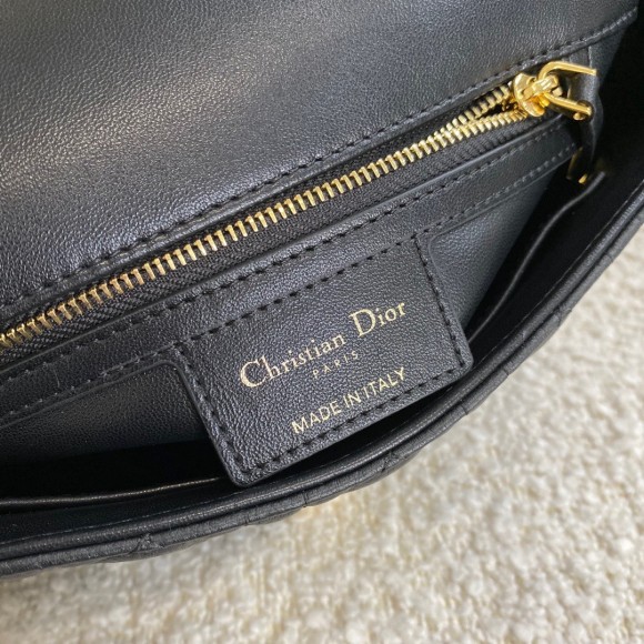 D*or caro small bag in black cannage calfskin
