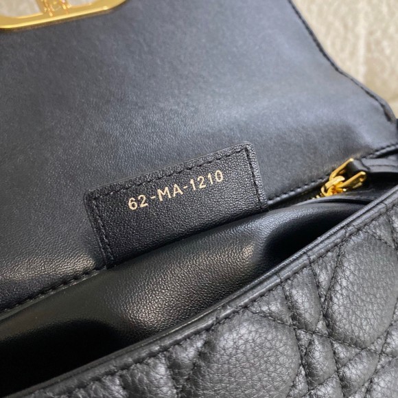 D*or caro small bag in black cannage calfskin