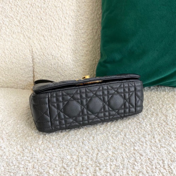 D*or caro small bag in black cannage calfskin
