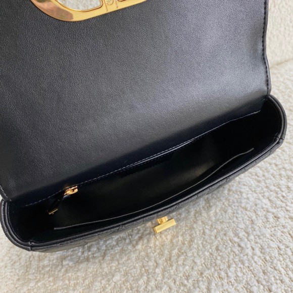 D*or caro small bag in black cannage calfskin