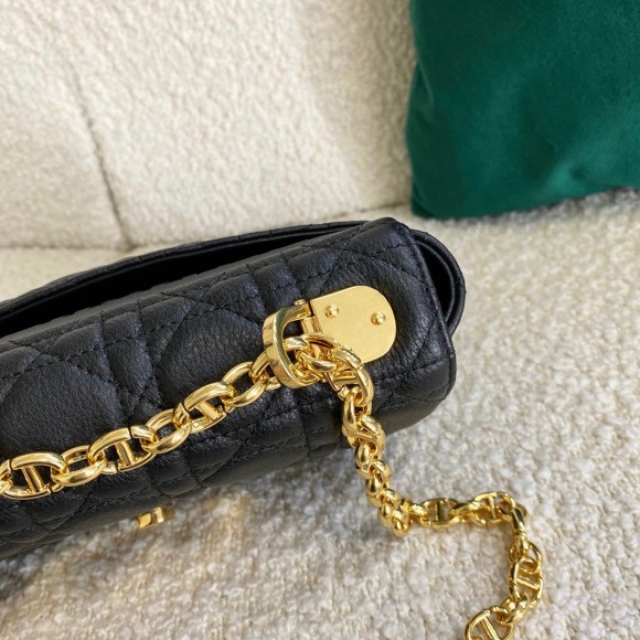 D*or caro small bag in black cannage calfskin