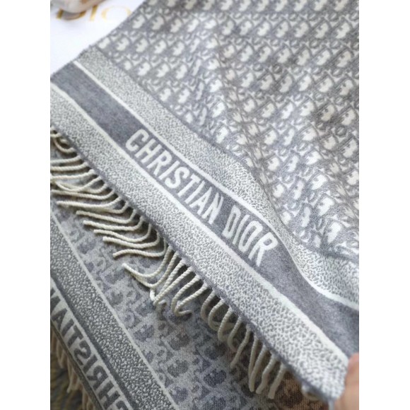 D*or oblique scarf in grey cashmere