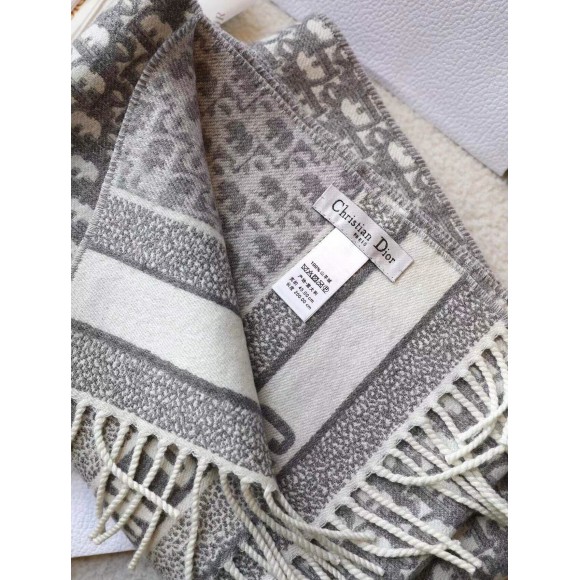 D*or oblique scarf in grey cashmere