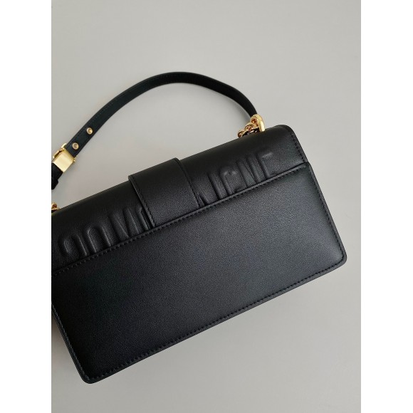 D*or 30 montaigne east-west bag with chain in black calfskin