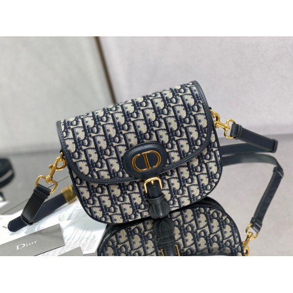D*or bobby medium bag in blue D*or oblique jacquard