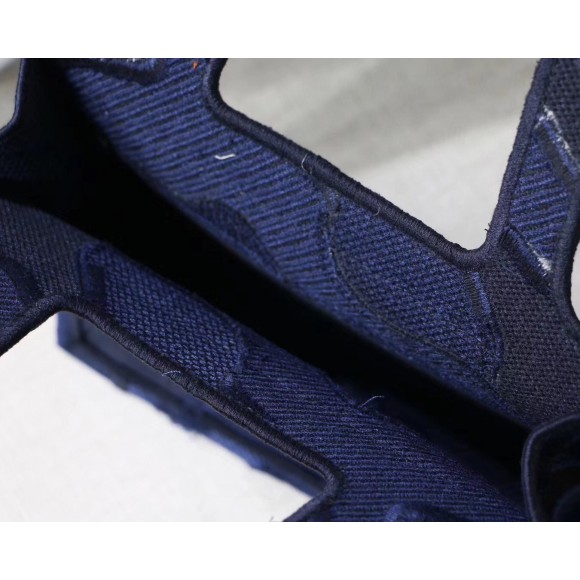 D*or mini book tote bag in blue camouflage canvas