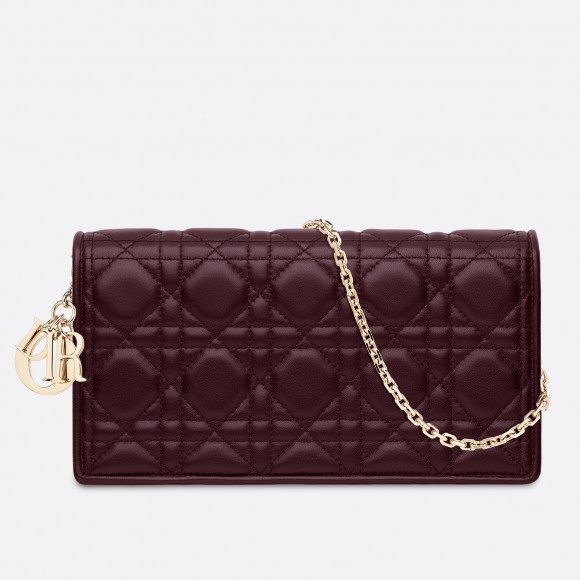 D*or lady D*or chain pouch in bordeaux cannage lambskin