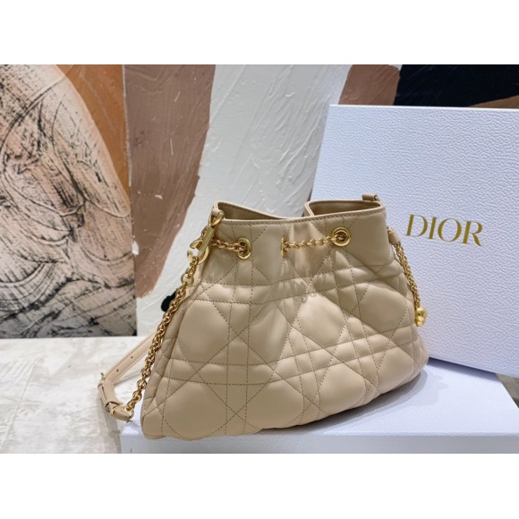D*or ammi medium bag in sand pink macrocannage lambskin