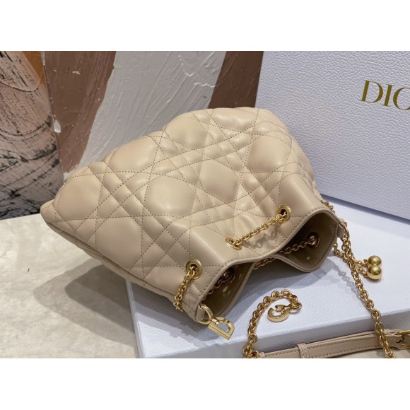 D*or ammi medium bag in sand pink macrocannage lambskin