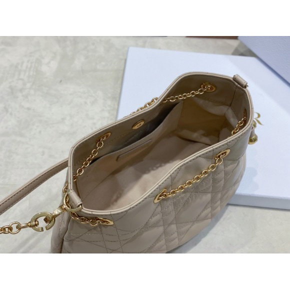 D*or ammi medium bag in sand pink macrocannage lambskin